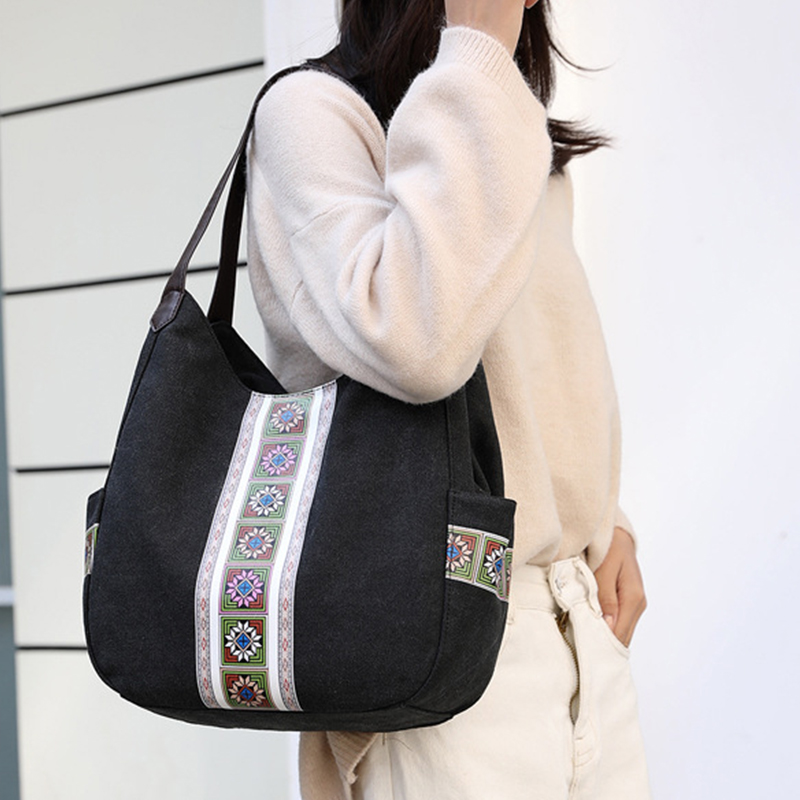 花柄キャンバスバッグ