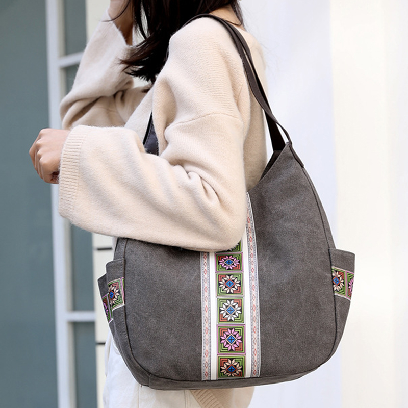 花柄キャンバスバッグ