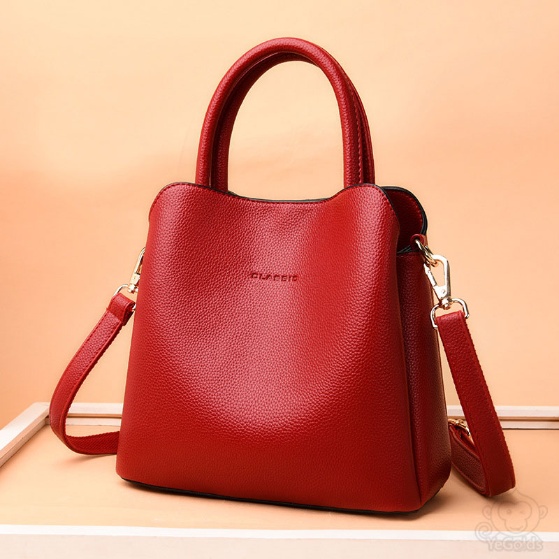 本革三層ハンドバッグ