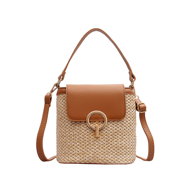 編み・革ステッチレディースバッグ