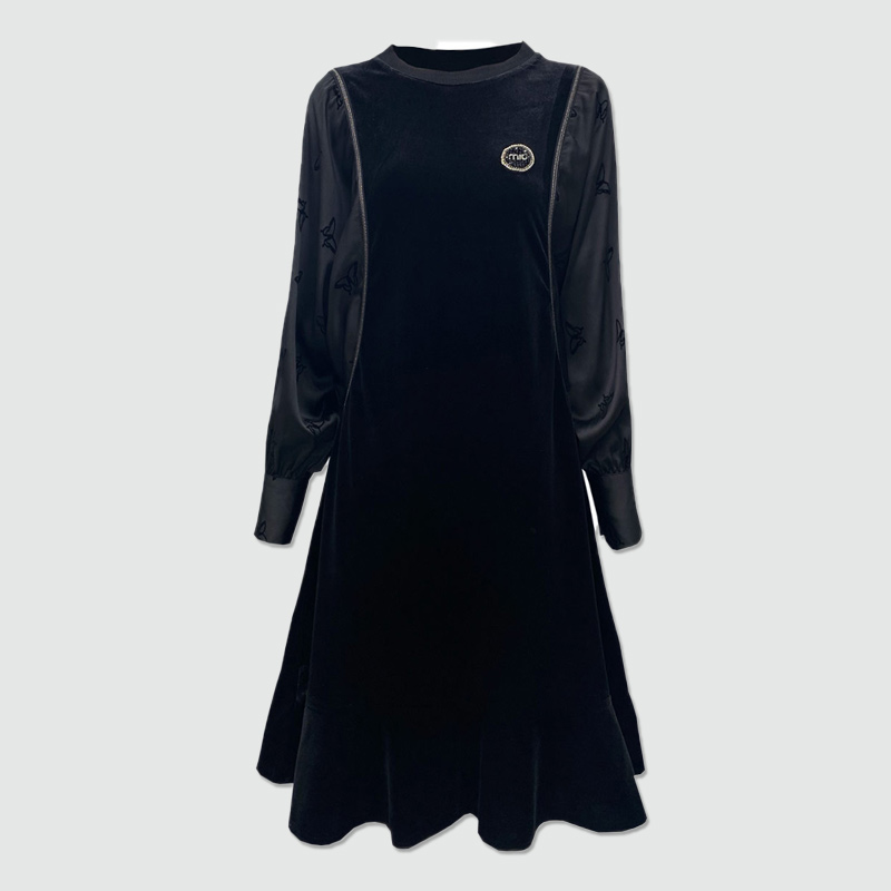 フリルゴールドベルベットワンピース