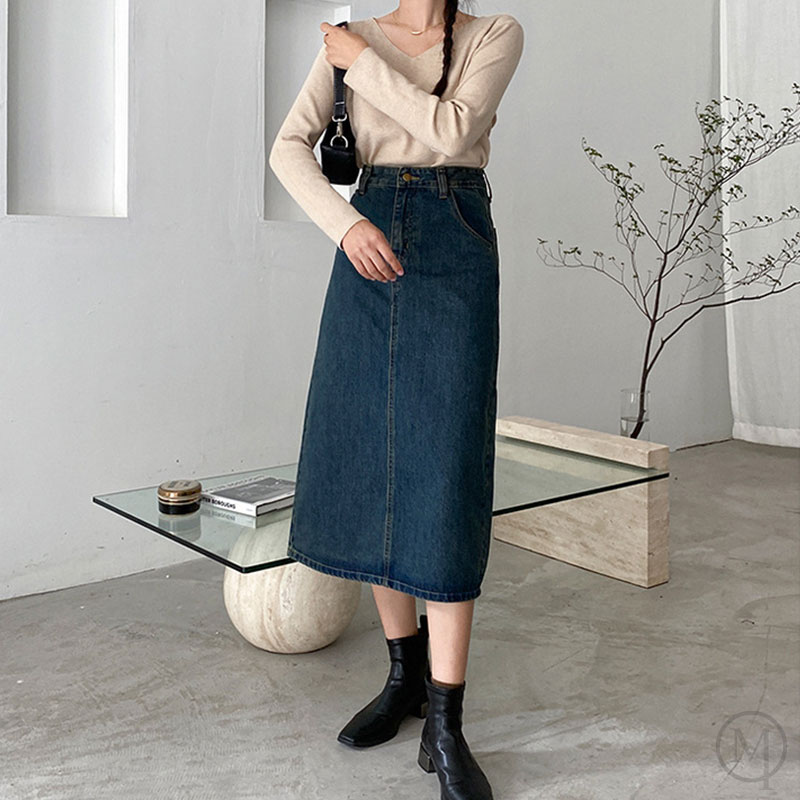 ミドル丈デニムスカート